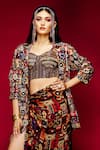 Esha L Amin_Brown Viscose Printed Tribal Sarong Skirt _Online_at_Aza_Fashions