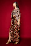 Buy_Esha L Amin_Brown Viscose Printed Tribal Sarong Skirt _Online_at_Aza_Fashions