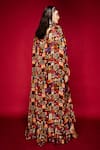 Shop_Esha L Amin_Brown Viscose Printed Tribal Cape _at_Aza_Fashions