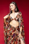 Esha L Amin_Brown Viscose Printed Tribal Cape _Online_at_Aza_Fashions