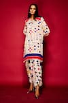 Buy_Esha L Amin_White Modal, Satin Polka Dot Print Dhoti Pant _at_Aza_Fashions