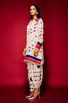 Esha L Amin_White Modal, Satin Polka Dot Print Dhoti Pant _Online_at_Aza_Fashions