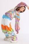 Buy_Studio Moda India_Multi Color Organza Ruffles Round Neck Bellatrix Abstract Pattern Shirt_Online_at_Aza_Fashions