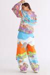 Shop_Studio Moda India_Multi Color Organza Ruffles Round Neck Bellatrix Abstract Pattern Shirt_at_Aza_Fashions
