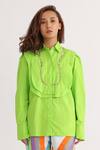 Studio Moda India_Green Cotton Embroidery Collared Teoria Shirt _Online_at_Aza_Fashions