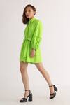 Buy_Studio Moda India_Green Cotton Collared The Melinoe Front Tie Up Playsuit _Online_at_Aza_Fashions