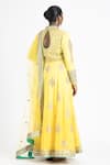 Shop_Nitika Gujral_Yellow Net, Georgette, Satin Gota Patti, Ombre Anarkali Jacket Palazzo Set _at_Aza_Fashions