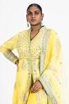 Buy_Nitika Gujral_Yellow Net, Georgette, Satin Gota Patti, Ombre Anarkali Jacket Palazzo Set _Online_at_Aza_Fashions