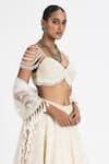 Nitika Gujral_Off White Satin, Net Pearls, Sequins, Embroidery, Resham Lehenga Bustier Set _Online_at_Aza_Fashions