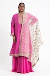 Buy_Nitika Gujral_Fuchsia Georgette Embroidery Brocade Applique Anarkali Sharara Set  _at_Aza_Fashions