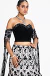 Buy Nitika Gujral Off White Velvet, Net Embroidery, Sequins Floral Fish Tail Skirt With Blouse Online at Aza Fashions Buy_Nitika Gujral_Off White Velvet, Net Embroidery, Sequins Floral Fish Tail Skirt With Blouse _Online_at_Aza_Fashions