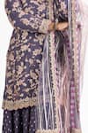 Buy_Nitika Gujral_Purple Georgette Embroidered And Woven Sequin V Neck Kurta Banarasi Sharara Set _Online_at_Aza_Fashions