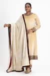 Buy_Nitika Gujral_Beige Velvet, Georgette Zari, Kurta Palazzo Set With Chikankari Work Dupatta _at_Aza_Fashions