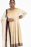 Buy_Nitika Gujral_Beige Velvet, Georgette Zari, Kurta Palazzo Set With Chikankari Work Dupatta _Online_at_Aza_Fashions