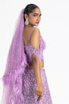 Shop_Nitika Gujral_Purple Net Embellished Sequin V Neck Bead Embroidered Fish-cut Lehenga Set _at_Aza_Fashions