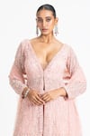 Buy_Nitika Gujral_Pink Georgette Embroidery Sequin Embellished Peplum Top Sharara Set  _Online_at_Aza_Fashions