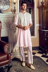 Buy_DiyaRajvvir_Pink Cotton Silk Embroidery Floral Butta Kurta Set _at_Aza_Fashions