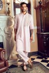 Buy_DiyaRajvvir_Pink Cotton Silk Embroidery Thread Kurta Set _at_Aza_Fashions