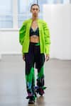 Studio Moda India_Green Cotton Embroidery Collared Tipid Raglan Puff Sleeve Shirt _at_Aza_Fashions