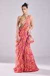 Buy_DiyaRajvvir_Fuchsia Modal Printed Floral One Jaal Pre Draped Gharara Saree Set _at_Aza_Fashions