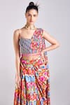 Buy_DiyaRajvvir_Red Cotton Silk Printed Floral Asymmetric Blossom Crop Top With Dhoti Skirt _Online_at_Aza_Fashions