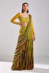 DiyaRajvvir_Multi Color Tulle And Geometric Embellished Pant Saree With Blouse _Online_at_Aza_Fashions