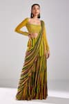 DiyaRajvvir_Multi Color Tulle And Georgette Geometric Embellished Pant Saree With Blouse _Online_at_Aza_Fashions