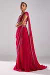 DiyaRajvvir_Pink Cotton Silk And Crepe Embroidery Cut Border Pre-draped Saree With Blouse _Online_at_Aza_Fashions