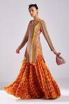 DiyaRajvvir_Pink Georgette And Tulle Linear Sequin Embellished Kurta Gharara Set For Women_Online_at_Aza_Fashions