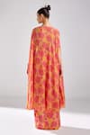 Shop_DiyaRajvvir_Pink Cotton Silk Print Cut Dana Hibiscus Garden Cape Dhoti Skirt Set _at_Aza_Fashions