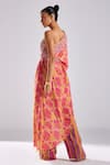 Shop_DiyaRajvvir_Pink Crepe And Georgette Print Hibiscus Flora Sequin Kaftan & Pant Set _at_Aza_Fashions