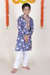 Buy_JILMIL DREAMWEAR_Blue Cotton Silk Printed Cow Kurta With Pant _at_Aza_Fashions