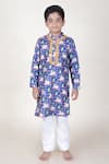 JILMIL DREAMWEAR_Blue Cotton Silk Printed Cow Kurta With Pant _Online_at_Aza_Fashions