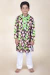 JILMIL DREAMWEAR_Black Cotton Silk Printed Floral Lotus Pond Kurta With Pant _Online_at_Aza_Fashions