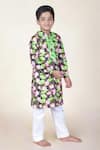 Buy_JILMIL DREAMWEAR_Black Cotton Silk Printed Floral Lotus Pond Kurta With Pant _Online_at_Aza_Fashions