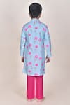 Shop_JILMIL DREAMWEAR_Blue Cotton Silk Printed Floral Lotus Stem Kurta With Pant _at_Aza_Fashions