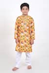 Buy_JILMIL DREAMWEAR_Yellow Cotton Silk Printed Cattle Kurta With Pant _at_Aza_Fashions