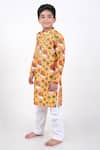 Shop_JILMIL DREAMWEAR_Yellow Cotton Silk Printed Cattle Kurta With Pant _Online_at_Aza_Fashions