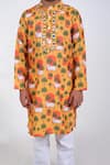 JILMIL DREAMWEAR_Yellow Cotton Silk Printed Cattle Kurta With Pant _at_Aza_Fashions