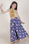 Buy_JILMIL DREAMWEAR_Blue Cotton Silk Printed Floral Lotus Blossom Palazzo With Top _at_Aza_Fashions