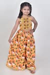 Buy_JILMIL DREAMWEAR_Yellow Cotton Silk Printed Floral Cattle Top With Palazzo _Online_at_Aza_Fashions