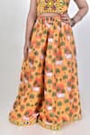 JILMIL DREAMWEAR_Yellow Cotton Silk Printed Floral Cattle Top With Palazzo _at_Aza_Fashions