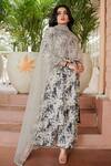Buy_Gulabo Jaipur_Black Muslin Embroidery Split V-neck Meer Rose Print Kurta Pant Set _Online_at_Aza_Fashions
