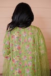 Shop_Gulabo Jaipur_Green Muslin Printed Floral Notched Meer Kurta Pant Set_at_Aza_Fashions
