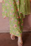 Buy_Gulabo Jaipur_Green Muslin Printed Floral Notched Meer Kurta Pant Set_Online_at_Aza_Fashions