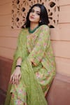 Shop_Gulabo Jaipur_Green Muslin Printed Floral Notched Meer Kurta Pant Set_Online_at_Aza_Fashions
