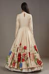 Shop_Rohit Bal_Ivory Silk, Chanderi, Cotton Embroidery Round Neck Roseate Print Anarkali Set _at_Aza_Fashions