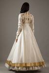 Shop_Rohit Bal_Ivory Silk Chanderi Embroidery Roseate Bloom High Neck Anarkali Set _at_Aza_Fashions