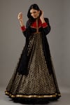 Buy_Rohit Bal_Black Silk Chanderi Embroidery Dori Banasai Jaal Anarkali Set  _at_Aza_Fashions