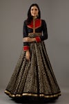 Shop_Rohit Bal_Black Silk Chanderi Embroidery Dori Banasai Jaal Anarkali Set  _Online_at_Aza_Fashions